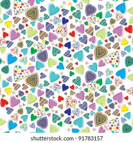 seamless pattern with colored hearts