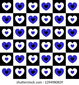 Seamless pattern. Colored hearts. Vector illustration.