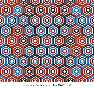 Seamless pattern with colored hexagons.