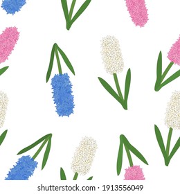 Nahtlose Muster farbige Hyazinthen blühen. Botanische bunter Vektorgrafik