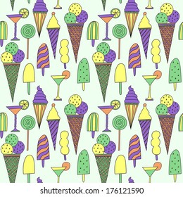 Seamless pattern with colored ice cream