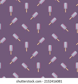 Seamless pattern with colored ice cream on a purple background. vector illustration