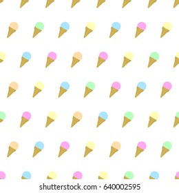 Seamless pattern colored ice cream background with template in swatches for your convenience. Easy to use. Cartoon flat style illustration.