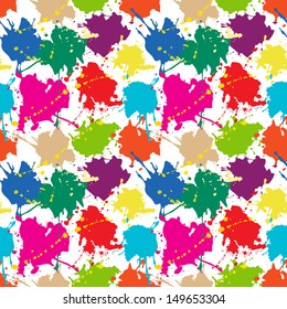 Seamless pattern: colored ink or paint blots