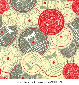 Seamless pattern with colored japanese umbrella 