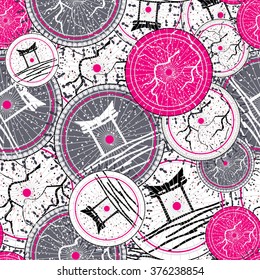 Seamless pattern with colored japanese umbrella 