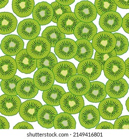 Seamless pattern with colored kiwi. Vector illustration isolated on transparent background.