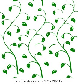 Seamless pattern of colored leaves flat on a white isolated background. Autumn pattern for printing on fabric. Beautiful dynamic texture.