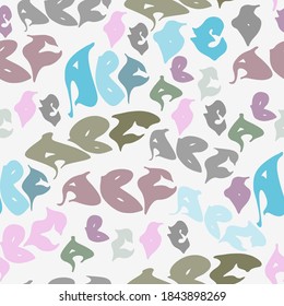 Seamless pattern with colored letters ABCDE. Hand drawn elements for typography, graphic design. Vector clipart.