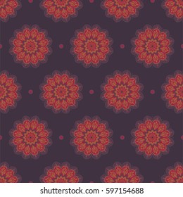 Seamless pattern of colored mandala circles. Illustration for textile