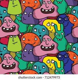 Seamless pattern with colored monsters, EPS10