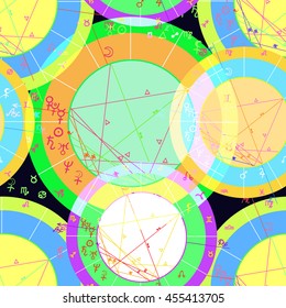 seamless pattern of colored of natal of astrological charts vector illustration