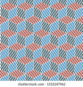 Seamless pattern with colored oblique lines(cube).