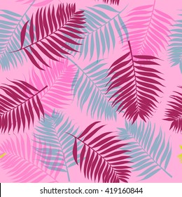 Seamless pattern with colored palms leaves. Vector illustration