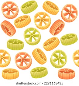 Seamless pattern colored pasta rotelle cuisine staples vector illustration on white background