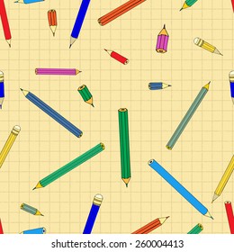 Seamless pattern with colored pencils