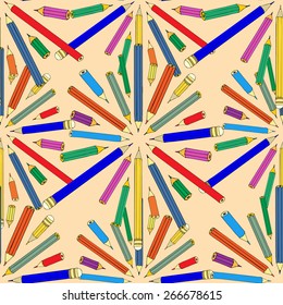 Seamless pattern with colored pencils
