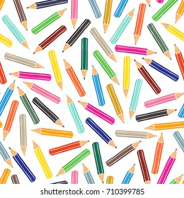 Seamless pattern with colored pencils. Can be used on packaging paper, fabric, background for different images, etc.