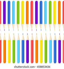 Seamless pattern with colored pencils. Children's bright pattern.
