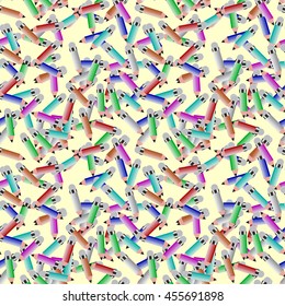 Seamless pattern with colored pencils. Colorful endless pattern. Template for design backgrounds, textile, wrapping paper, package