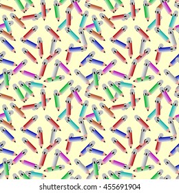Seamless pattern with colored pencils. Colorful endless pattern. Template for design backgrounds, textile, wrapping paper, package