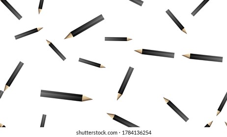 Patrón sin foco con lápices de colores. Un bonito fondo de bebé. Educación y arte. Para papel pintado, papel digital y embalaje. Ilustración vectorial plana sobre fondo blanco.