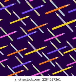 seamless pattern with colored pencils in a flat style.isolated pattern with pencils in vector.