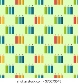 Seamless pattern of colored pencils on a beautiful background