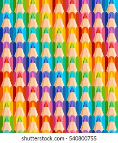 Seamless pattern of colored pencils on white background
