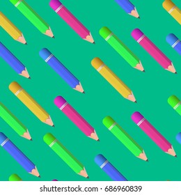 Seamless pattern of colored pencils. Vector illustration