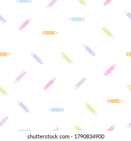 El fondo blanco de los lápices de colores sin foco. Volver a la ilustración de vector de concepto escolar.