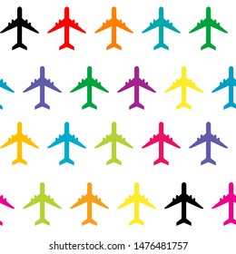 Seamless pattern with colored planes on white background
