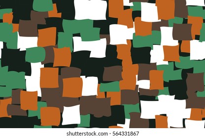 Seamless pattern of colored rectangles. The chaotic layout. Fashion camouflage.