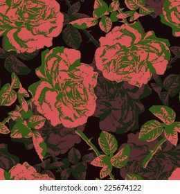 Seamless pattern with  colored roses