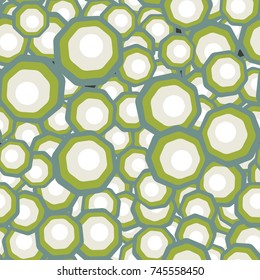 Seamless pattern of colored rounded octagons.