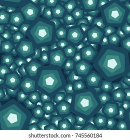 Seamless pattern of colored rounded pentagons.