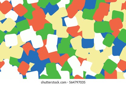 Seamless pattern of colored rounded rectangles. Chaotic location. Fashion camouflage.