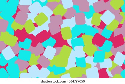 Seamless pattern of colored rounded rectangles. Chaotic location. Fashion camouflage.