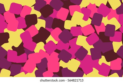 Seamless pattern of colored rounded rectangles. Chaotic location. Fashion camouflage.