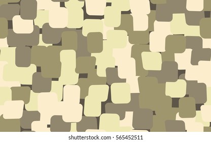 Seamless pattern of colored rounded rectangles. Chaotic location. Fashion camouflage.