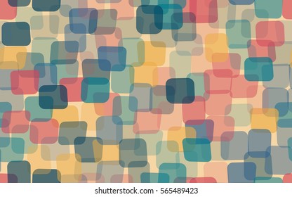 Seamless pattern of colored rounded rectangles. Chaotic location. Fashion camouflage.