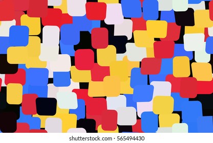 Seamless pattern of colored rounded rectangles. Chaotic location. Fashion camouflage.