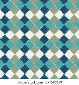 Seamless pattern. Colored rows of patches. Rhomboidal elements of the pattern.