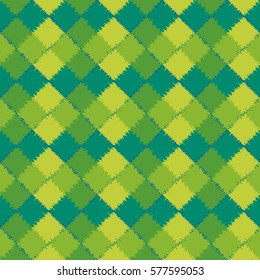 Seamless pattern. Colored rows of patches. Rhomboidal elements of the pattern.