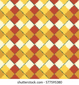 Seamless pattern. Colored rows of patches. Rhomboidal elements of the pattern.