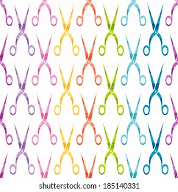 Seamless pattern with colored scissors. EPS10 vector illustration.