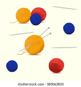 seamless pattern colored skeins of yarn for knitting with shadow