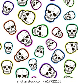seamless pattern of colored skulls. vector illustration
