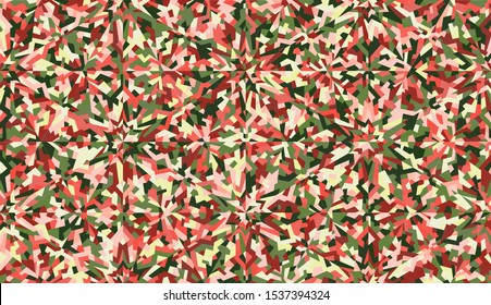 Seamless pattern. Colored snowflakes. Colorful ice. Chaotic paints. Honeycomb structure.