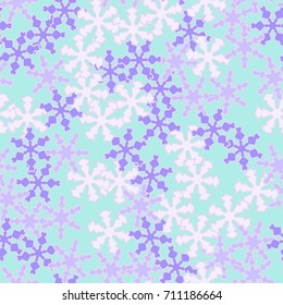 Seamless pattern. The colored snowflakes are falling in disarray. Fashionable New Year's camouflage.